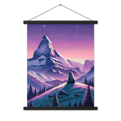 Bezaubernder Alpenabend mit Bär, lavendel-rosafarbener Himmel (AN) - Premium Poster mit Aufhängung xxx yyy zzz 45.7 x 61 cm