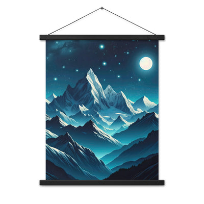 Sternenklare Nacht über den Alpen, Vollmondschein auf Schneegipfeln - Premium Poster mit Aufhängung berge xxx yyy zzz 45.7 x 61 cm