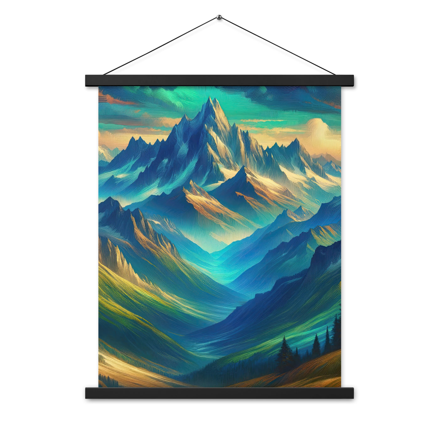 Atemberaubende alpine Komposition mit majestätischen Gipfeln und Tälern - Premium Poster mit Aufhängung berge xxx yyy zzz 45.7 x 61 cm