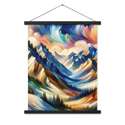 Alpen in abstrakter Expressionismus-Manier, wilde Pinselstriche - Premium Poster mit Aufhängung berge xxx yyy zzz 45.7 x 61 cm