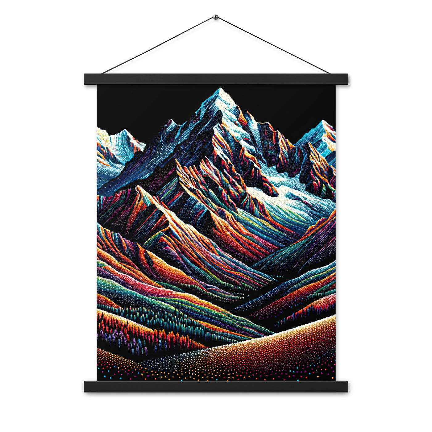 Pointillistische Darstellung der Alpen, Farbpunkte formen die Landschaft - Premium Poster mit Aufhängung berge xxx yyy zzz 45.7 x 61 cm