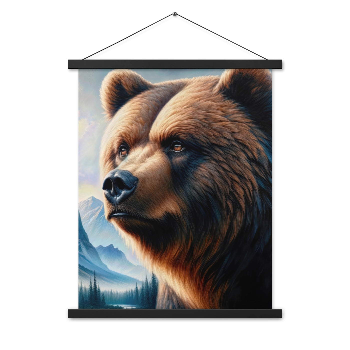 Ölgemälde, das das Gesicht eines starken realistischen Bären einfängt. Porträt - Premium Poster mit Aufhängung camping xxx yyy zzz 45.7 x 61 cm