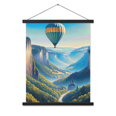 Ölgemälde einer ruhigen Szene in Luxemburg mit Heißluftballon und blauem Himmel - Premium Poster mit Aufhängung berge xxx yyy zzz 45.7 x 61 cm