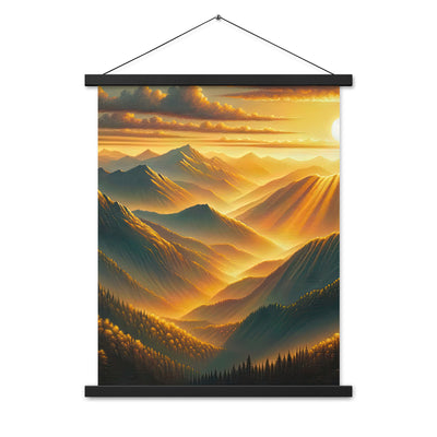 Ölgemälde der Berge in der goldenen Stunde, Sonnenuntergang über warmer Landschaft - Premium Poster mit Aufhängung berge xxx yyy zzz 45.7 x 61 cm