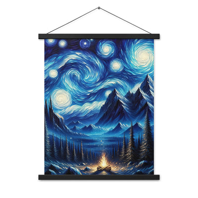 Sternennacht-Stil Ölgemälde der Alpen, himmlische Wirbelmuster - Premium Poster mit Aufhängung berge xxx yyy zzz 45.7 x 61 cm