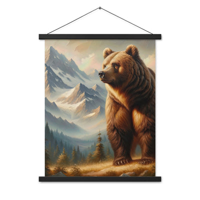 Ölgemälde eines königlichen Bären vor der majestätischen Alpenkulisse - Premium Poster mit Aufhängung camping xxx yyy zzz 45.7 x 61 cm