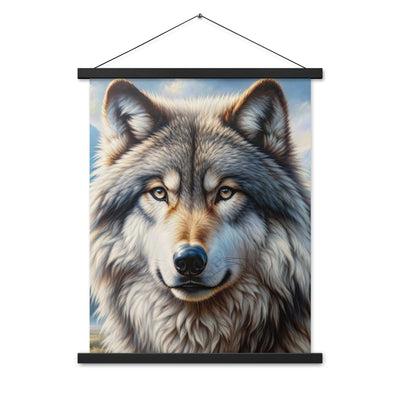 Porträt-Ölgemälde eines prächtigen Wolfes mit faszinierenden Augen (AN) - Premium Poster mit Aufhängung xxx yyy zzz 45.7 x 61 cm