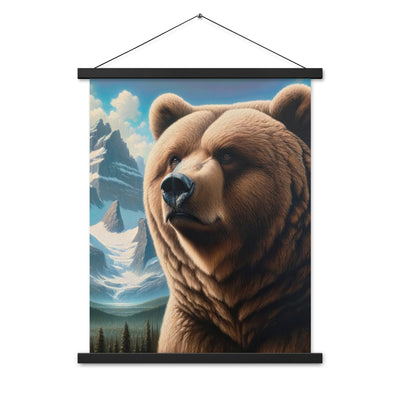 Realistisches Ölgemälde eines männlichen Bären in den Bergen mit Fokus auf Stärke und Schärfe - Enhanced Matte Paper Poster With Hanger camping xxx yyy zzz 45.7 x 61 cm