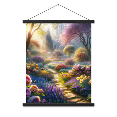 Foto einer Gartenszene im Frühling mit Weg durch blühende Rosen und Veilchen - Premium Poster mit Aufhängung camping xxx yyy zzz 45.7 x 61 cm