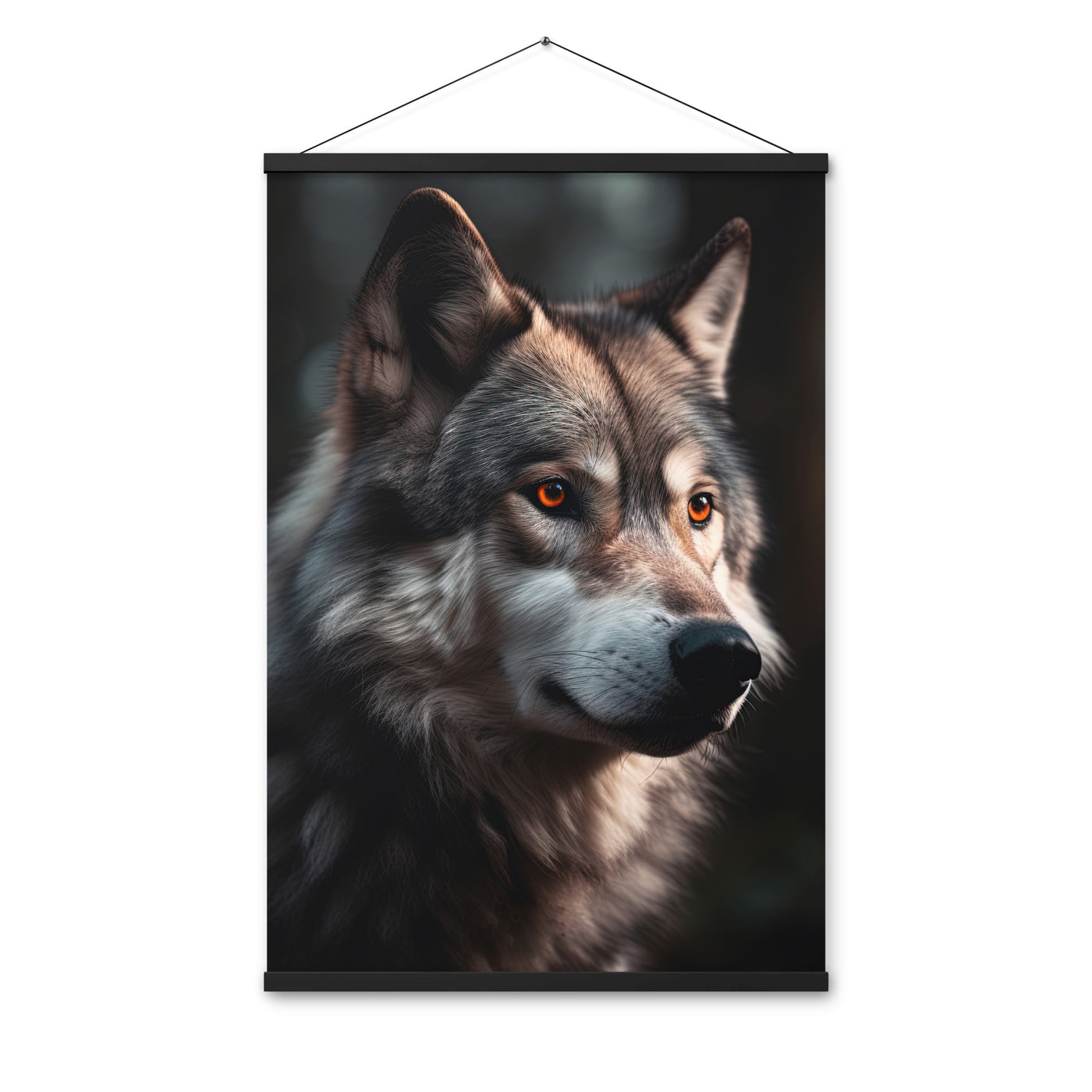 Wolf Porträt - Fotorealistische Malerei - Premium Poster mit Aufhängung camping xxx 61 x 91.4 cm