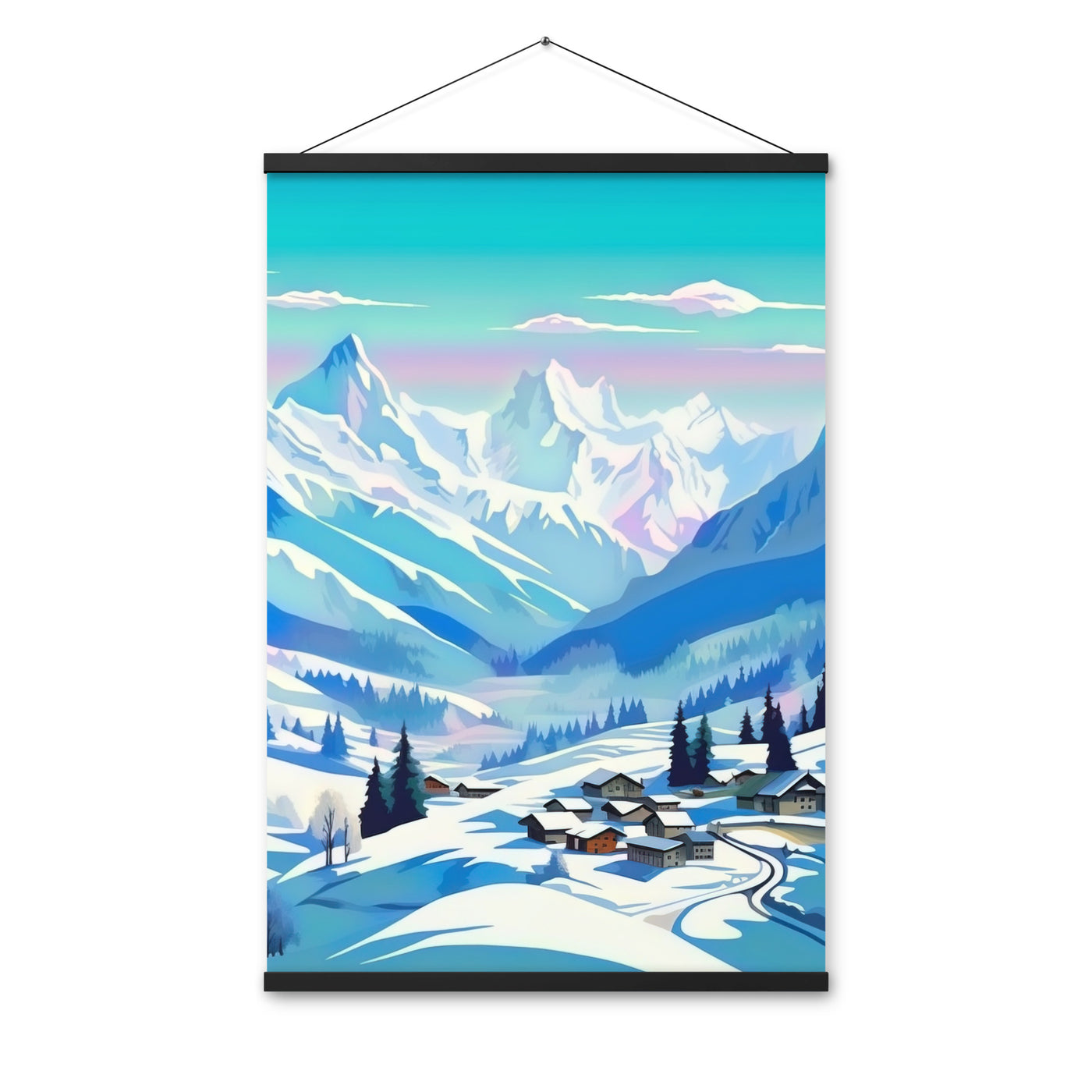 Berge und Schnee - Landschaft - Premium Poster mit Aufhängung ski xxx 61 x 91.4 cm