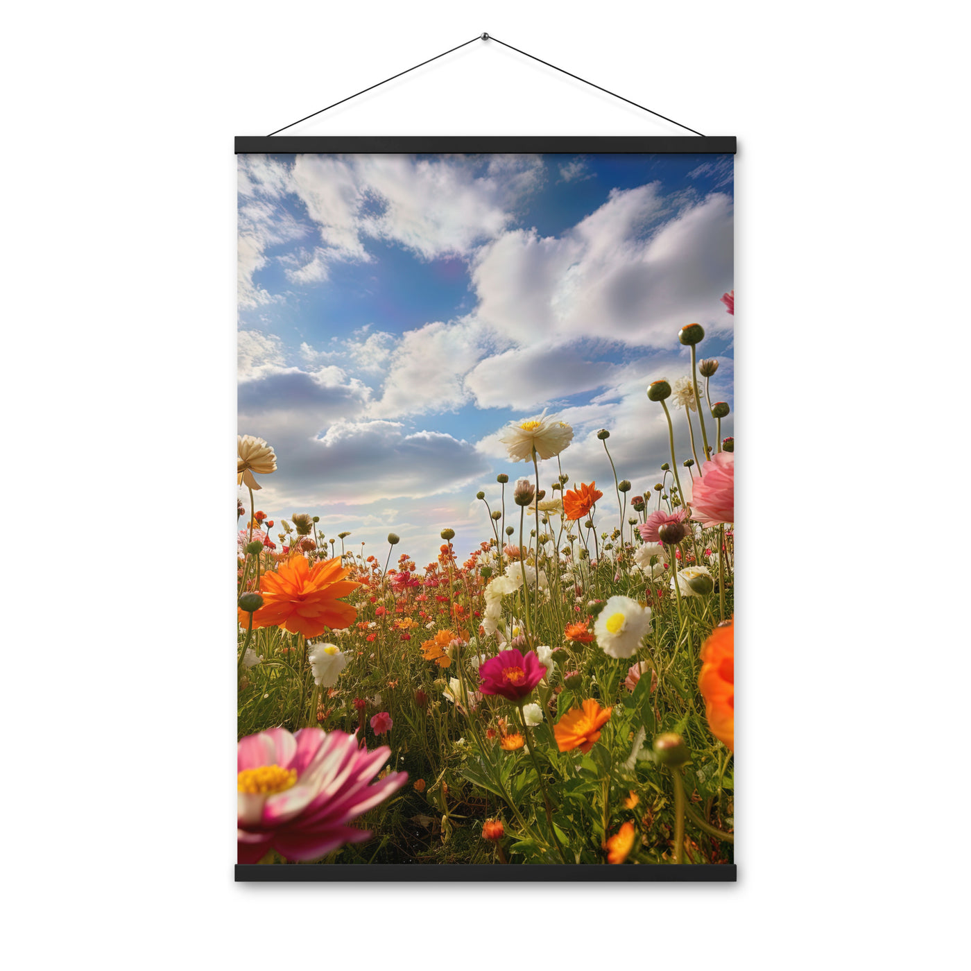 Blumenfeld und Sonnenschein - Premium Poster mit Aufhängung camping xxx 61 x 91.4 cm