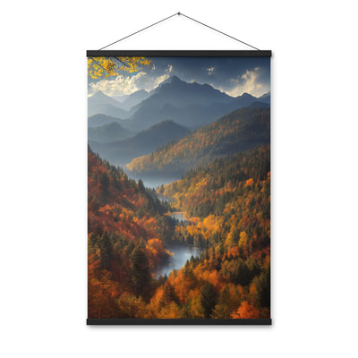 Berge, Wald und Nebel - Malerei - Premium Poster mit Aufhängung berge xxx 61 x 91.4 cm