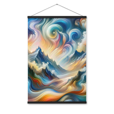 Ätherische schöne Alpen in lebendigen Farbwirbeln - Abstrakte Berge - Premium Poster mit Aufhängung berge xxx yyy zzz 61 x 91.4 cm