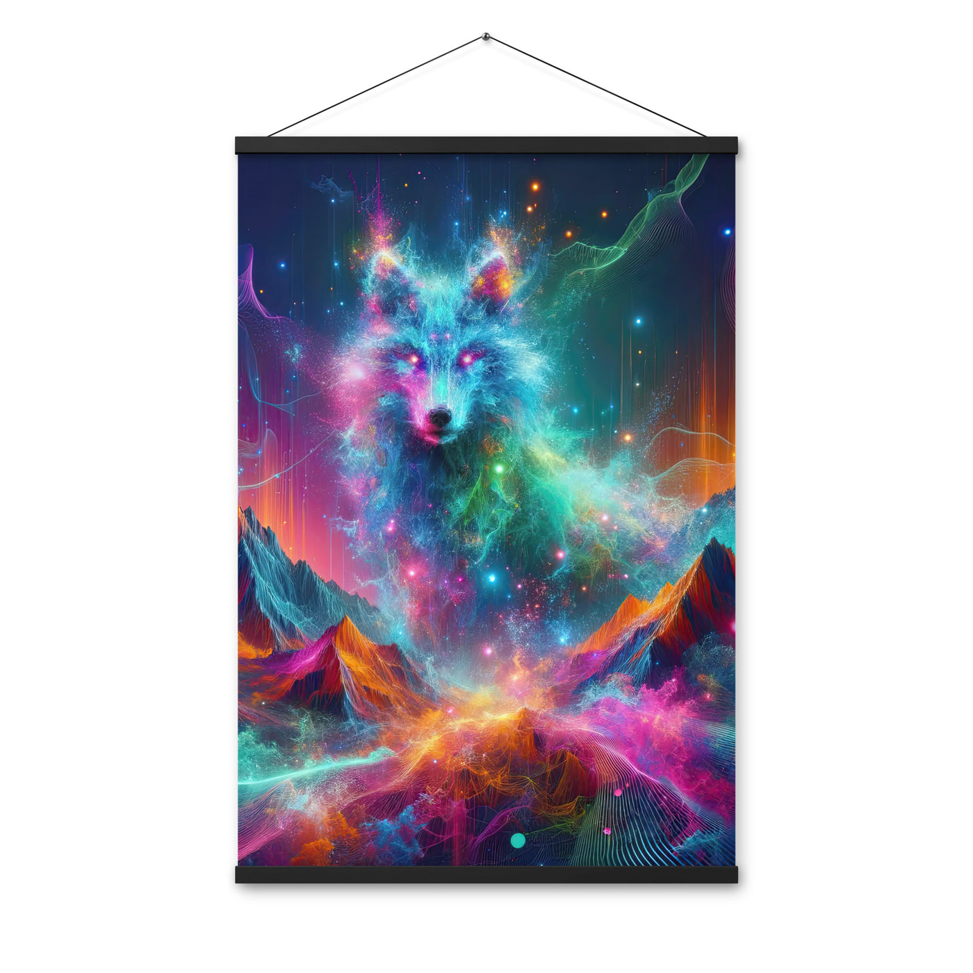 Alpen und Wolf: Lebendige Farben und schimmernde Lichtpartikel (AN) - Premium Poster mit Aufhängung xxx yyy zzz 61 x 91.4 cm