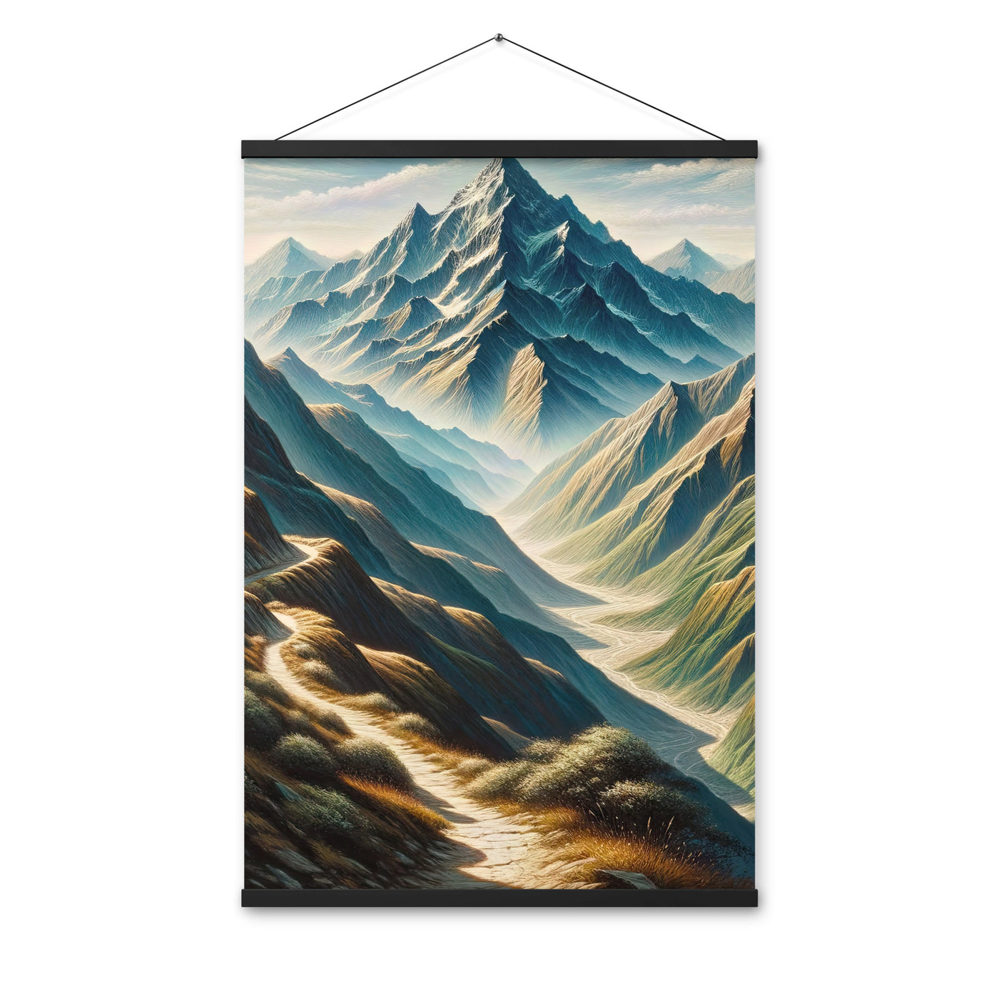 Berglandschaft: Acrylgemälde mit hervorgehobenem Pfad - Premium Poster mit Aufhängung berge xxx yyy zzz 61 x 91.4 cm