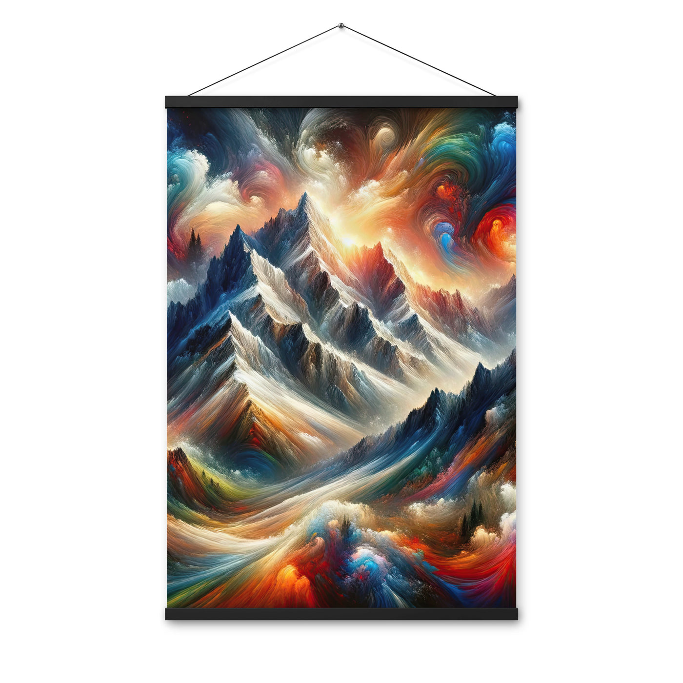 Expressionistische Alpen, Berge: Gemälde mit Farbexplosion - Premium Poster mit Aufhängung berge xxx yyy zzz 61 x 91.4 cm