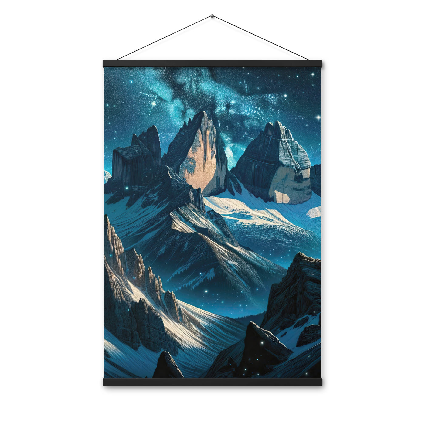 Fuchs in Alpennacht: Digitale Kunst der eisigen Berge im Mondlicht - Premium Poster mit Aufhängung camping xxx yyy zzz 61 x 91.4 cm