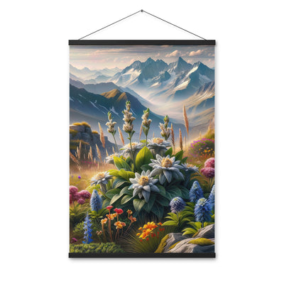 Alpine Flora: Digitales Kunstwerk mit lebendigen Blumen - Premium Poster mit Aufhängung berge xxx yyy zzz 61 x 91.4 cm