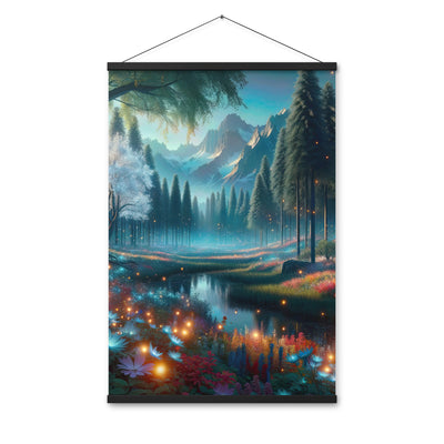 Ätherischer Alpenwald: Digitale Darstellung mit leuchtenden Bäumen und Blumen - Premium Poster mit Aufhängung camping xxx yyy zzz 61 x 91.4 cm