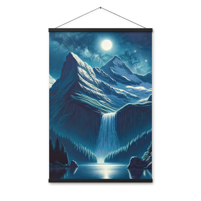Legendäre Alpennacht, Mondlicht-Berge unter Sternenhimmel - Premium Poster mit Aufhängung berge xxx yyy zzz 61 x 91.4 cm