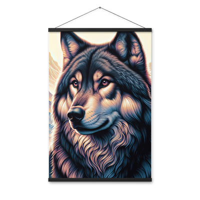 Majestätischer, glänzender Wolf in leuchtender Illustration (AN) - Premium Poster mit Aufhängung xxx yyy zzz 61 x 91.4 cm