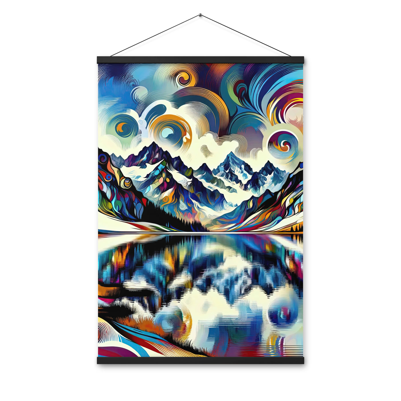 Alpensee im Zentrum eines abstrakt-expressionistischen Alpen-Kunstwerks - Premium Poster mit Aufhängung berge xxx yyy zzz 61 x 91.4 cm