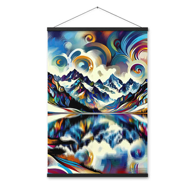 Alpensee im Zentrum eines abstrakt-expressionistischen Alpen-Kunstwerks - Premium Poster mit Aufhängung berge xxx yyy zzz 61 x 91.4 cm