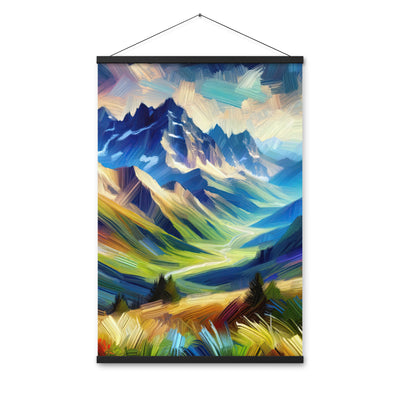 Impressionistische Alpen, lebendige Farbtupfer und Lichteffekte - Premium Poster mit Aufhängung berge xxx yyy zzz 61 x 91.4 cm