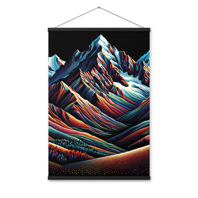 Pointillistische Darstellung der Alpen, Farbpunkte formen die Landschaft - Premium Poster mit Aufhängung berge xxx yyy zzz 61 x 91.4 cm