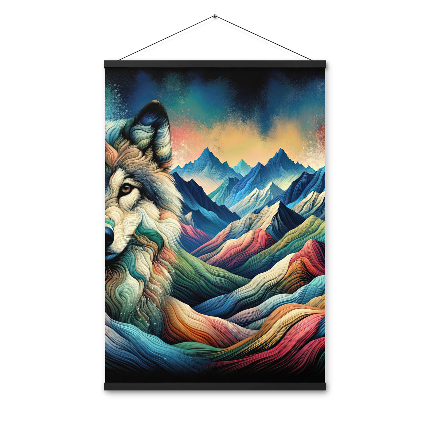 Traumhaftes Alpenpanorama mit Wolf in wechselnden Farben und Mustern (AN) - Premium Poster mit Aufhängung xxx yyy zzz 61 x 91.4 cm