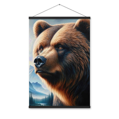 Ölgemälde, das das Gesicht eines starken realistischen Bären einfängt. Porträt - Premium Poster mit Aufhängung camping xxx yyy zzz 61 x 91.4 cm