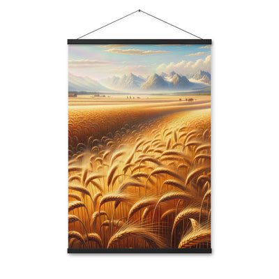Ölgemälde eines bayerischen Weizenfeldes, endlose goldene Halme (TR) - Premium Poster mit Aufhängung xxx yyy zzz 61 x 91.4 cm