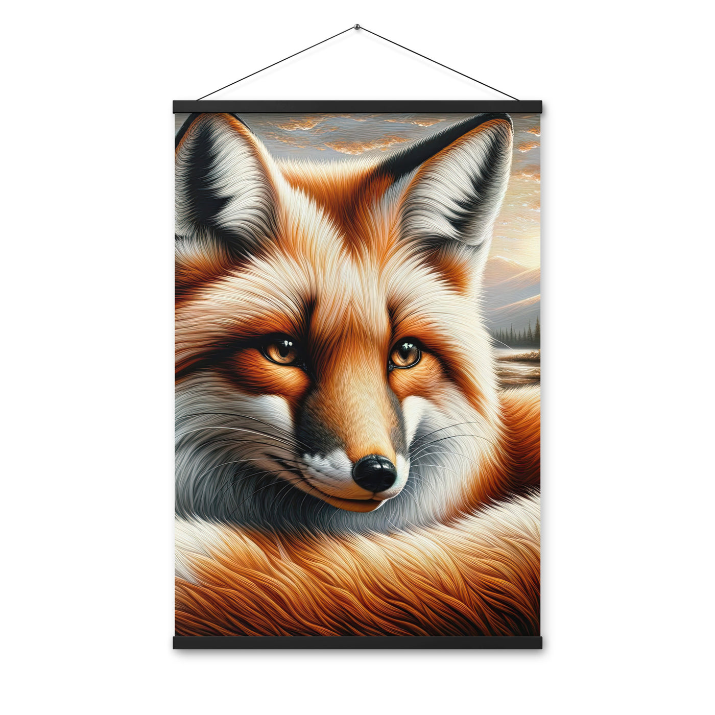 Ölgemälde eines nachdenklichen Fuchses mit weisem Blick - Premium Poster mit Aufhängung camping xxx yyy zzz 61 x 91.4 cm