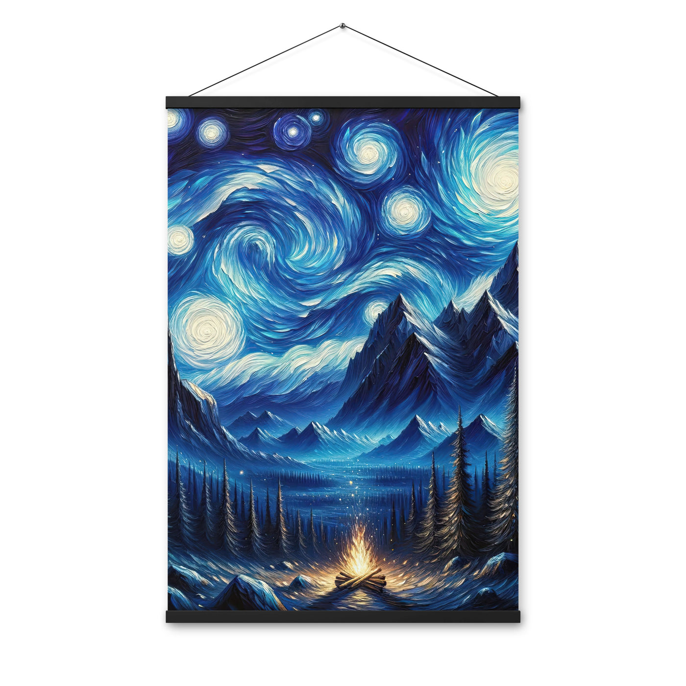 Sternennacht-Stil Ölgemälde der Alpen, himmlische Wirbelmuster - Premium Poster mit Aufhängung berge xxx yyy zzz 61 x 91.4 cm