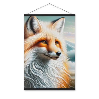 Ölgemälde eines anmutigen, intelligent blickenden Fuchses in Orange-Weiß - Premium Poster mit Aufhängung camping xxx yyy zzz 61 x 91.4 cm