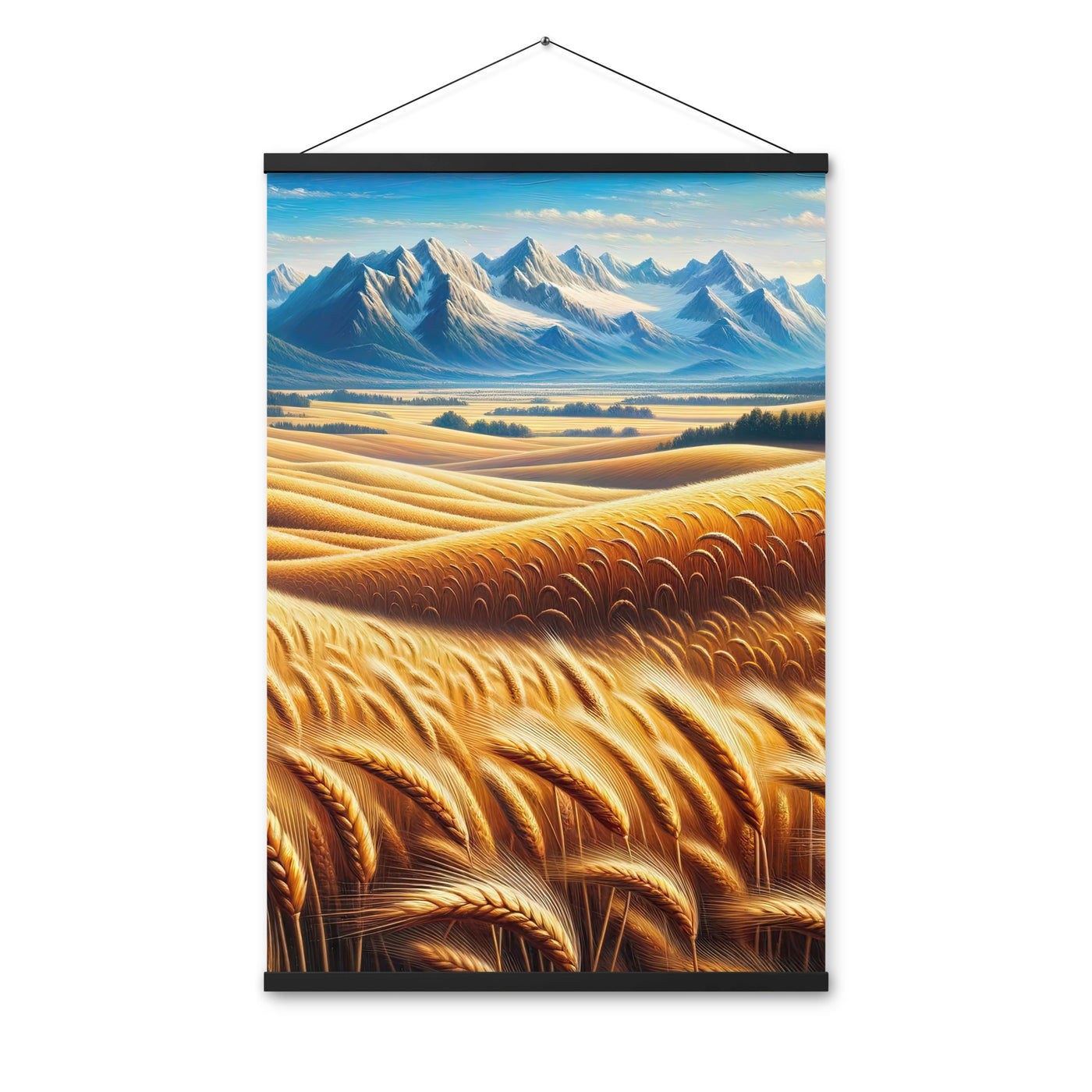 Ölgemälde eines weiten bayerischen Weizenfeldes, golden im Wind (TR) - Premium Poster mit Aufhängung xxx yyy zzz 61 x 91.4 cm