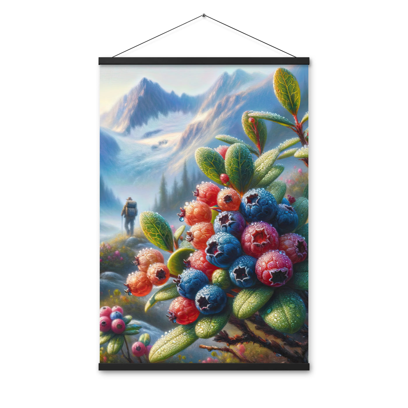 Ölgemälde einer Nahaufnahme von Alpenbeeren in satten Farben und zarten Texturen - Premium Poster mit Aufhängung wandern xxx yyy zzz 61 x 91.4 cm