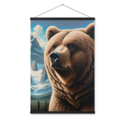 Realistisches Ölgemälde eines männlichen Bären in den Bergen mit Fokus auf Stärke und Schärfe - Enhanced Matte Paper Poster With Hanger camping xxx yyy zzz 61 x 91.4 cm