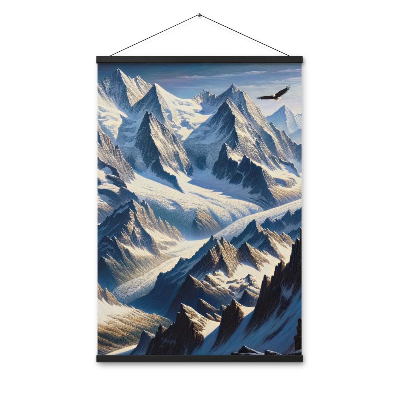 Ölgemälde der Alpen mit hervorgehobenen zerklüfteten Geländen im Licht und Schatten - Premium Poster mit Aufhängung berge xxx yyy zzz 61 x 91.4 cm