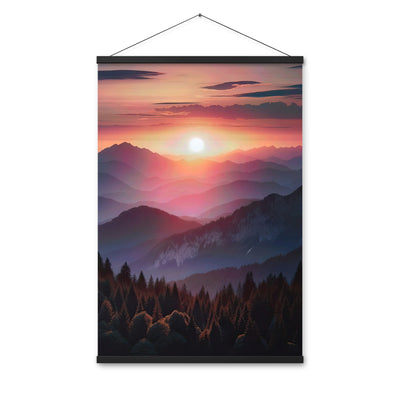 Foto der Alpenwildnis beim Sonnenuntergang, Himmel in warmen Orange-Tönen - Premium Poster mit Aufhängung berge xxx yyy zzz 61 x 91.4 cm