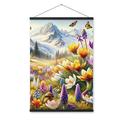 Aquarell einer ruhigen Almwiese, farbenfrohe Bergblumen in den Alpen - Premium Poster mit Aufhängung berge xxx yyy zzz 61 x 91.4 cm
