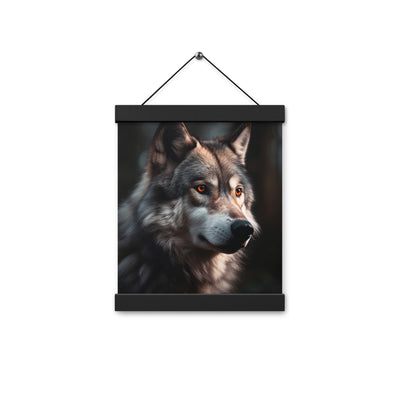 Wolf Porträt - Fotorealistische Malerei - Premium Poster mit Aufhängung camping xxx 20.3 x 25.4 cm
