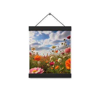 Blumenfeld und Sonnenschein - Premium Poster mit Aufhängung camping xxx 20.3 x 25.4 cm