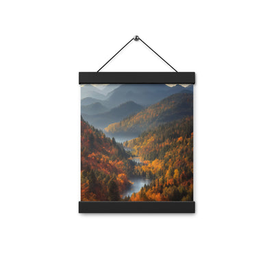 Berge, Wald und Nebel - Malerei - Premium Poster mit Aufhängung berge xxx 20.3 x 25.4 cm