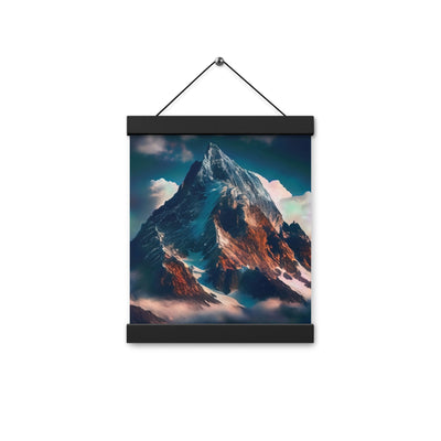 Berge und Nebel - Premium Poster mit Aufhängung berge xxx Black 20.3 x 25.4 cm