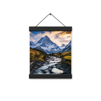 Berge und steiniger Bach - Epische Stimmung - Premium Poster mit Aufhängung berge xxx 20.3 x 25.4 cm