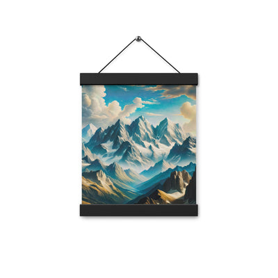 Ein Gemälde von Bergen, das eine epische Atmosphäre ausstrahlt. Kunst der Frührenaissance - Premium Poster mit Aufhängung berge xxx yyy zzz 20.3 x 25.4 cm
