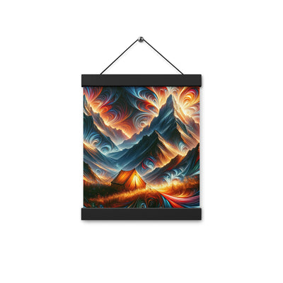 Abstrakte Kunst der Alpen, wo die Berge mit dynamischen Farben und Mustern pulsieren und eine Szene Energie schaffen - Enhanced Matte camping xxx yyy zzz 20.3 x 25.4 cm