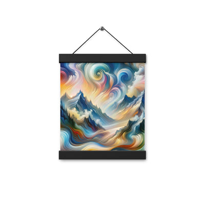 Ätherische schöne Alpen in lebendigen Farbwirbeln - Abstrakte Berge - Premium Poster mit Aufhängung berge xxx yyy zzz 20.3 x 25.4 cm